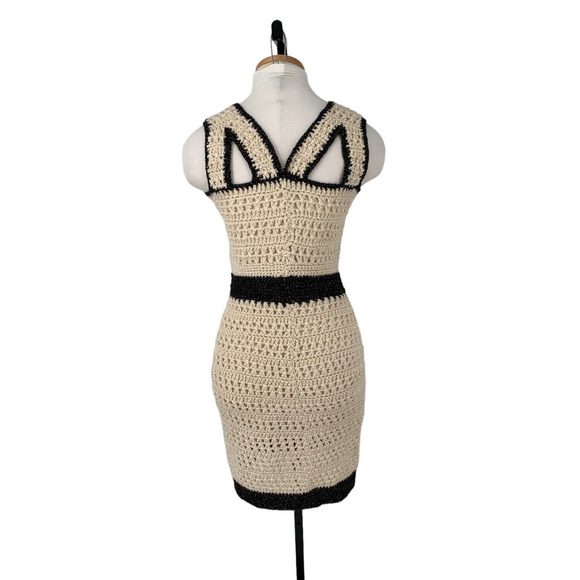 Vintage 70's Crochet Dress Ivory Small Authentic Hand Made - Picture 2 of 6